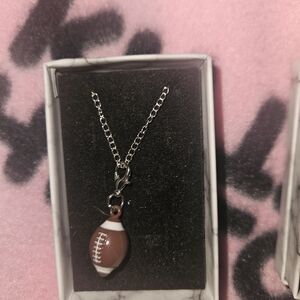 Silver Football Pendant Necklace